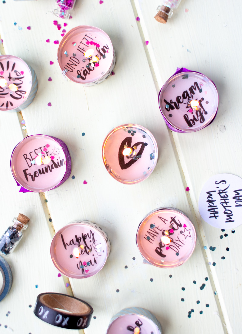 DIY Geschenke: Teelichter-Botschaften für Geburtstage, Silvester oder einfach nur so