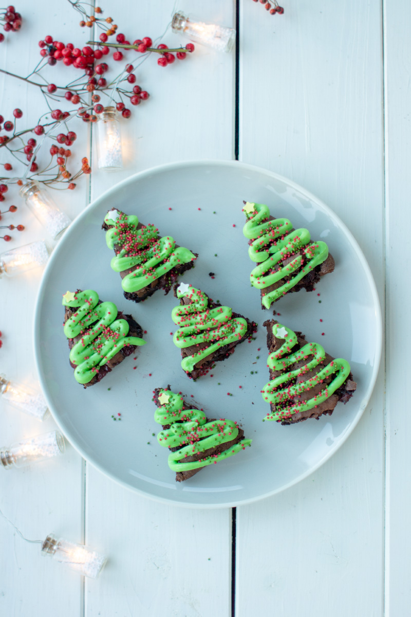 Weihnachtliche Tannenbaum-Brownies