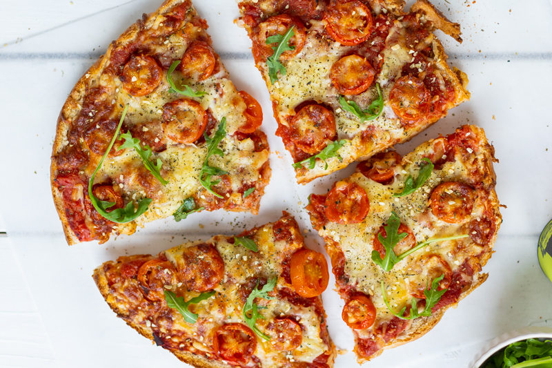 Rezept für vegetarische Fladenbrot Pizza