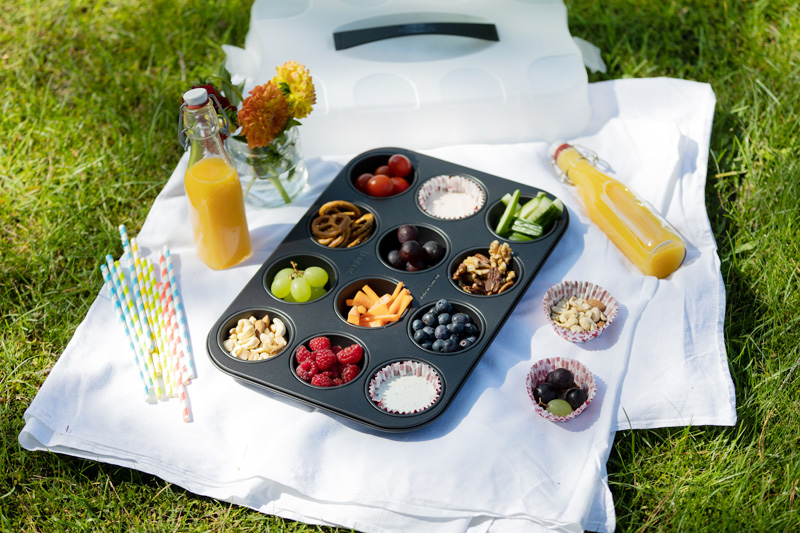 Muffinblech als Picknick-Korb-Ersatz: einfache Picknick Idee