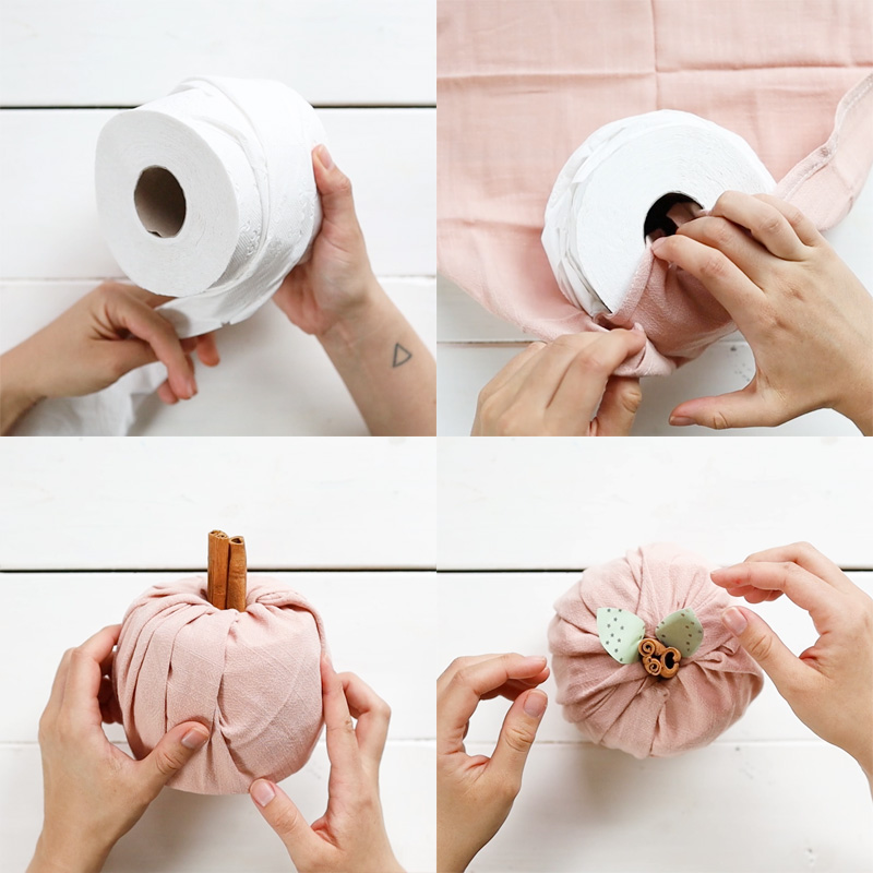 Kürbisse aus Toilettenpapierrolle - Einfache DIY Herbstdeko