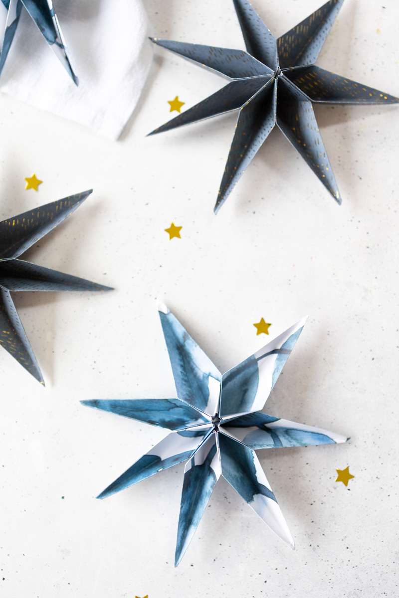 3D Sterne falten aus Papier für Weihnachten