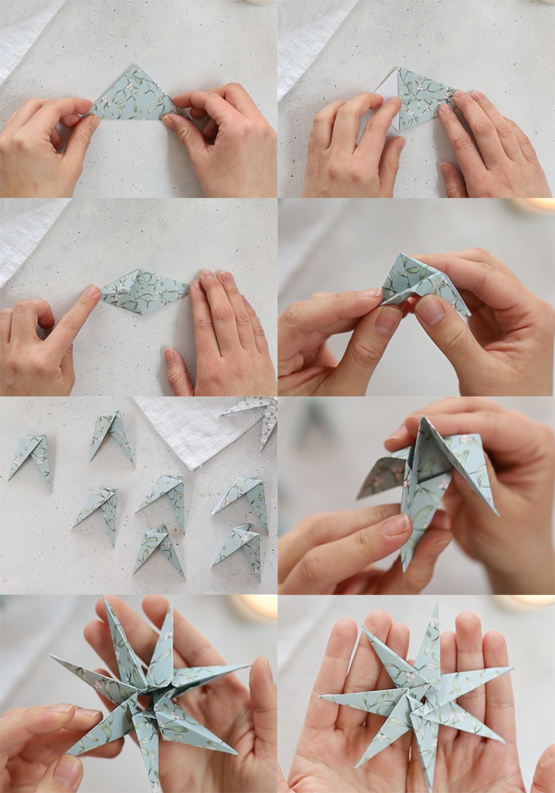 Origami Weihnachten: einfache Anleitung für Stern falten