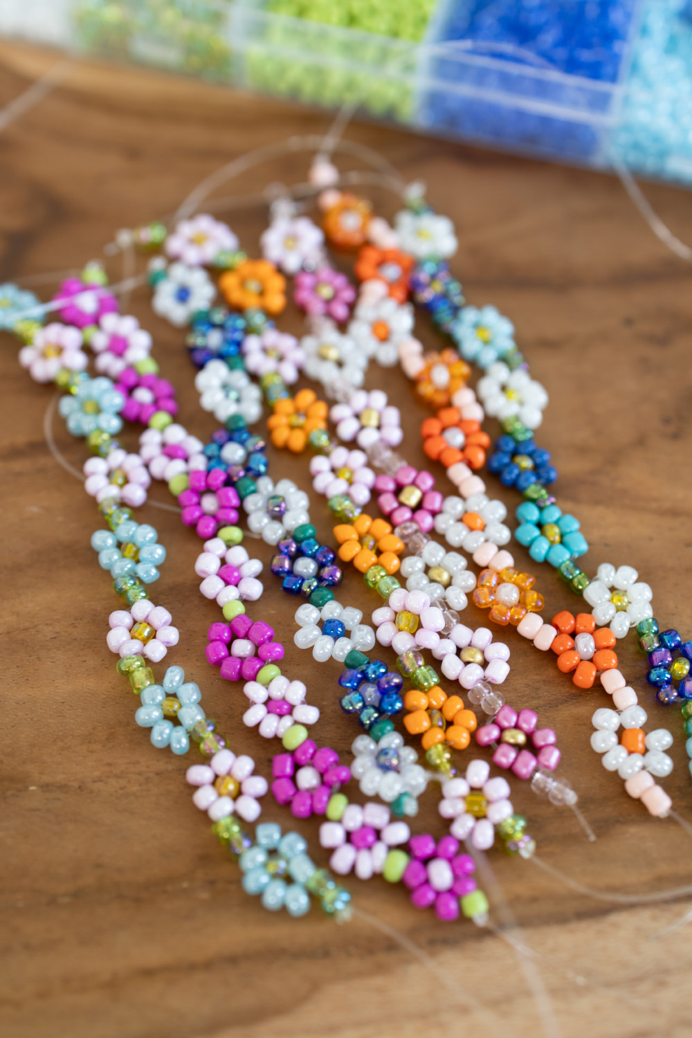 DIY flower bracelet made of beads