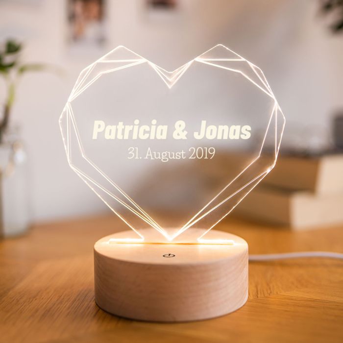 Personalizable heart lamp with name