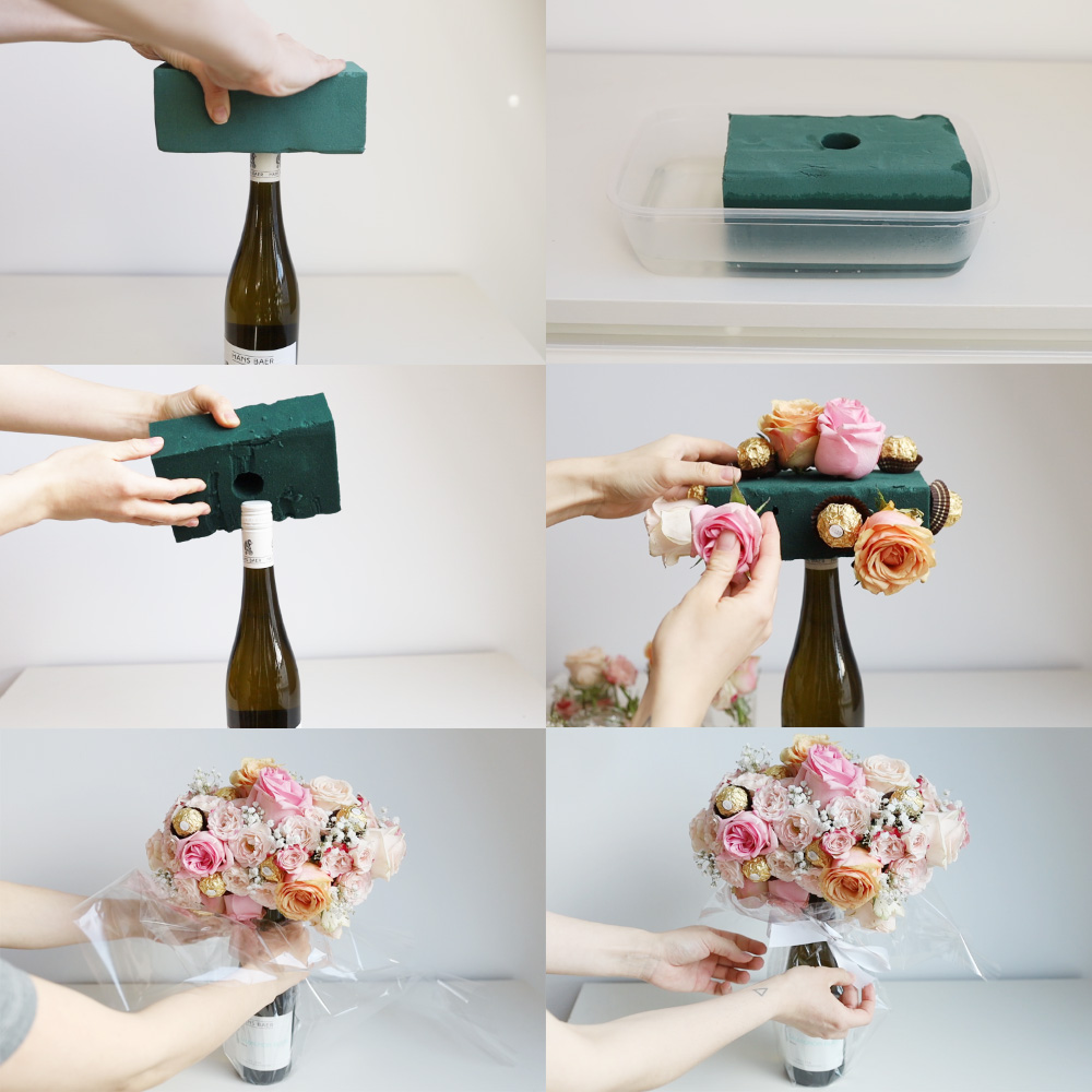 Champagne bottle with plug-in material