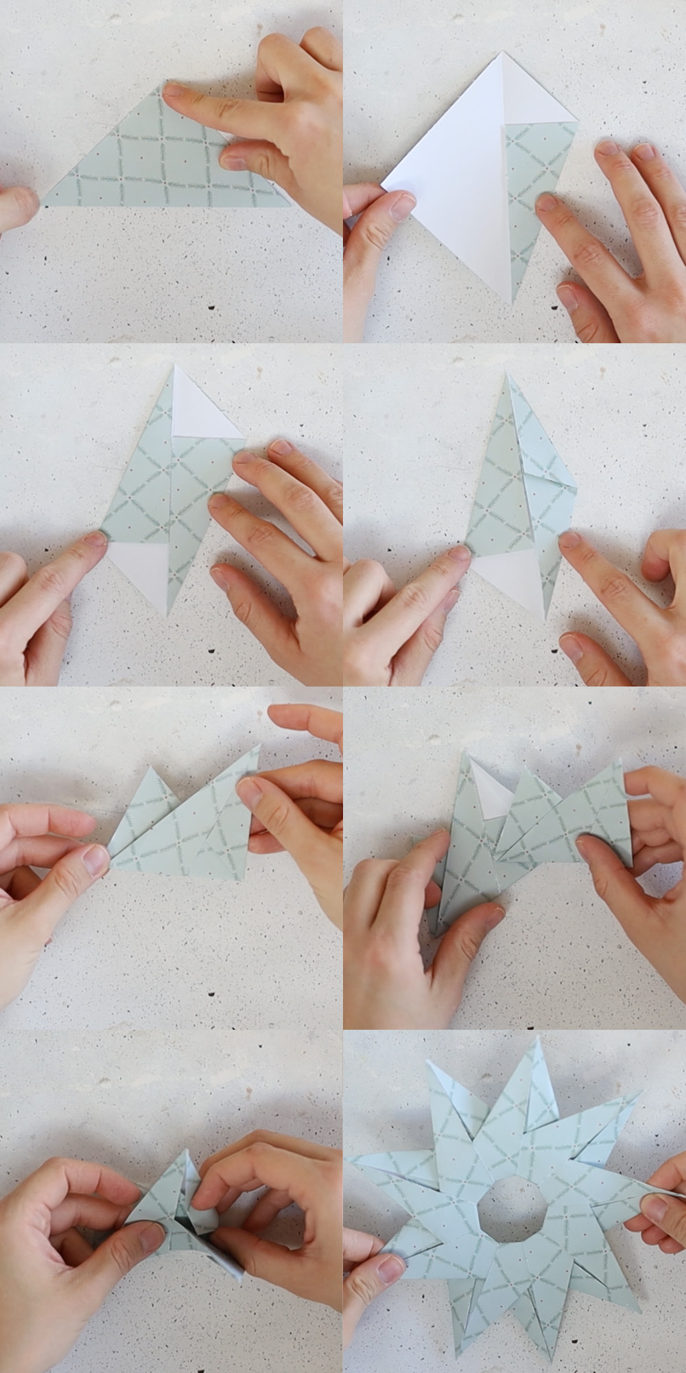 Stars fold out of paper for Christmas