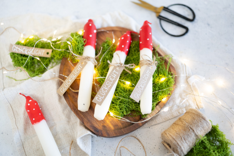 Glückslichter: Kerzen in Pilz-Form gestalten für Silvester