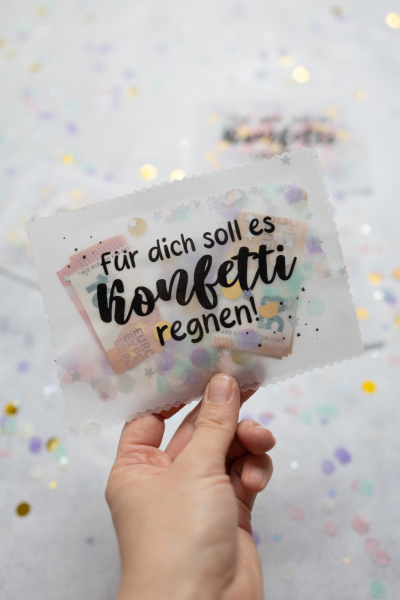 Geldgeschenk zum Aufreißen / Konfetti Tüten als Geschenkverpackung