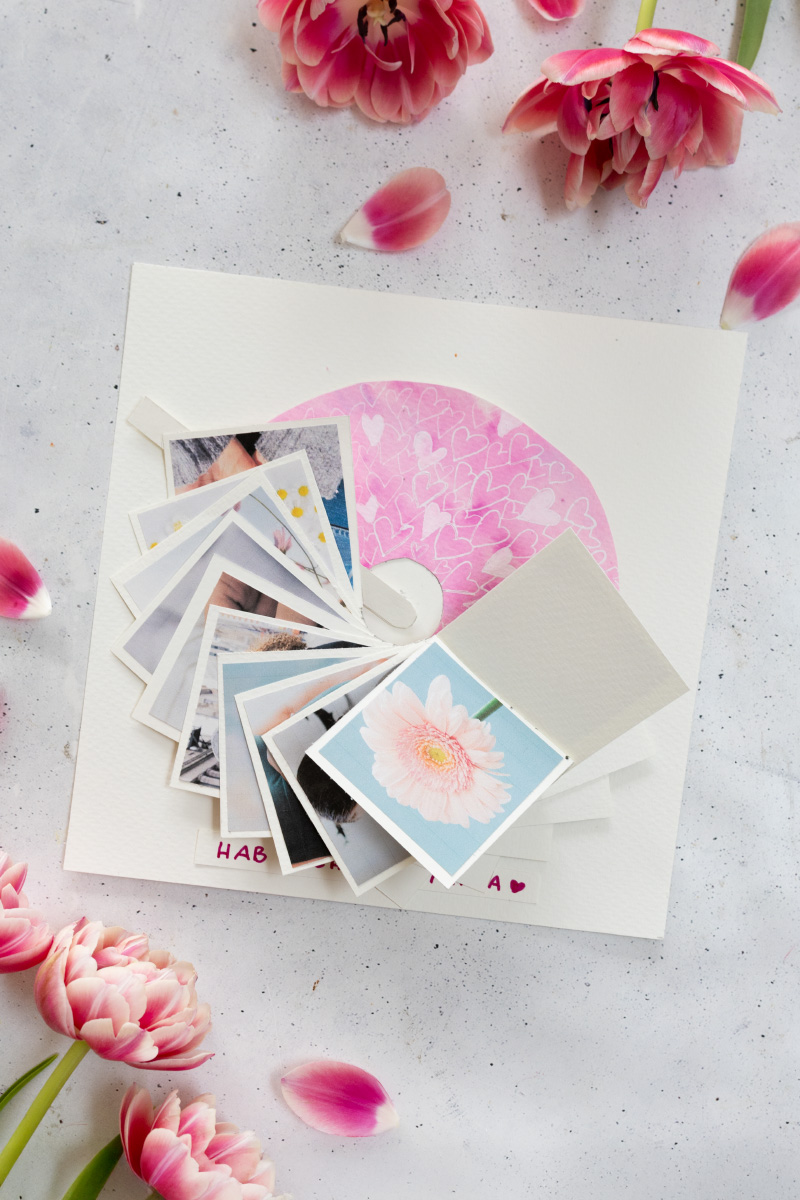 Circular waterfall card for Mother's Day