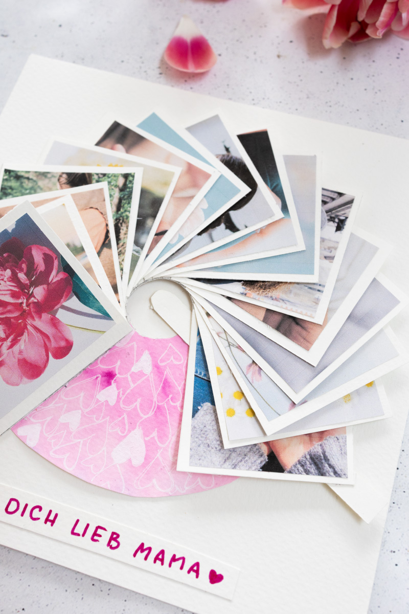 Circular waterfall card for Mother's Day