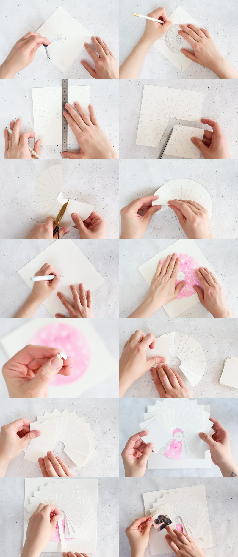 Circular waterfall card for Mother's Day