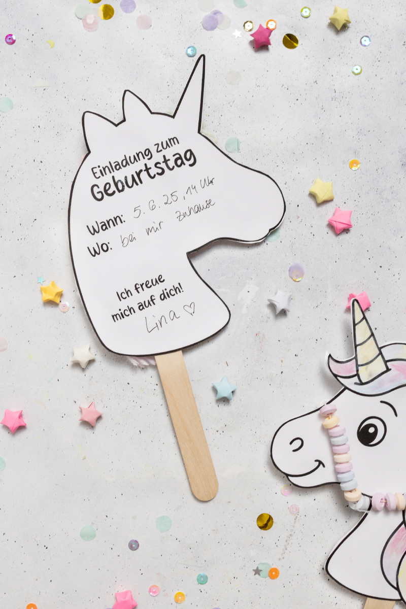 DIY Einhorn Einladung selber machen