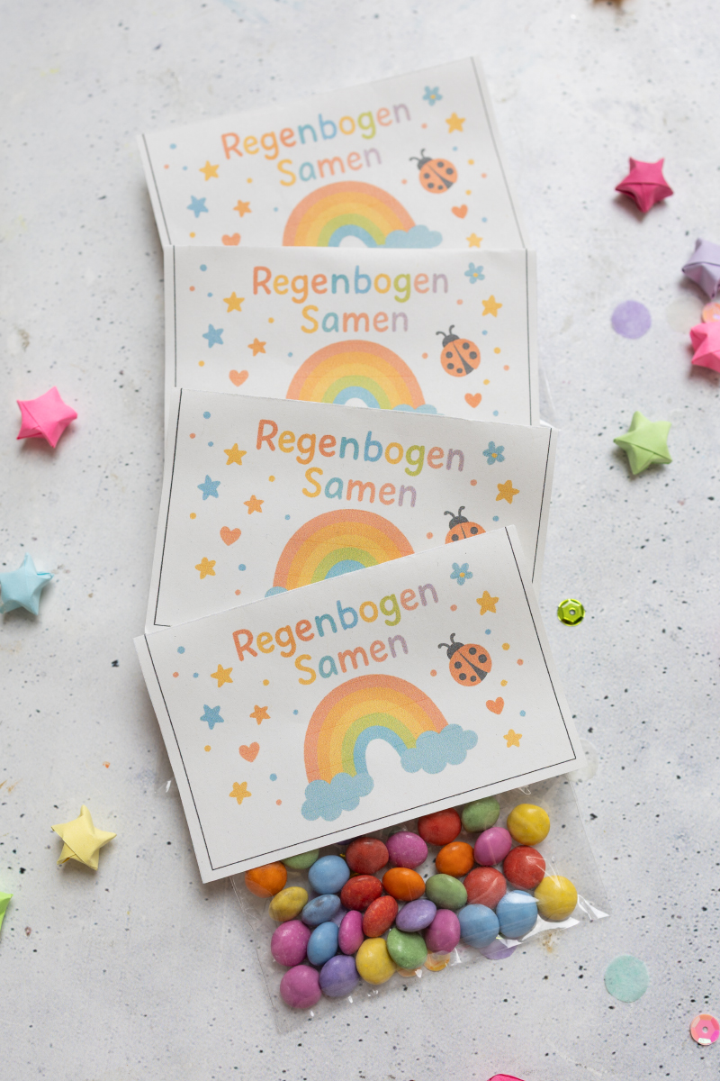 Regenbogen-Samen als Abschiedsgeschenk für Kita und Schuljahr