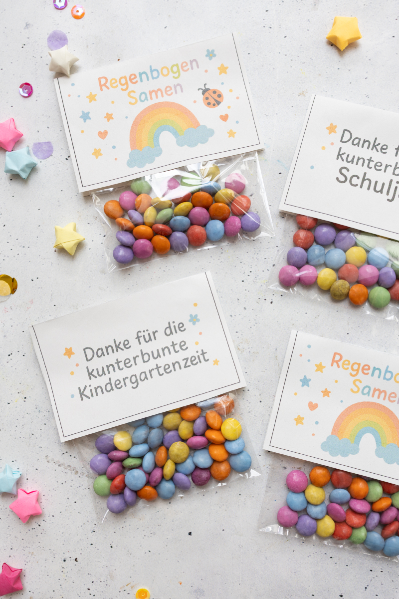 Regenbogen-Samen als Abschiedsgeschenk für Kita und Schuljahr