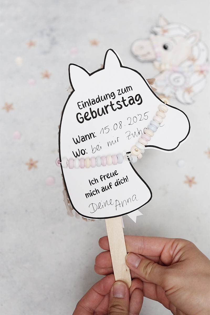 DIY horses tinker invitation for the children's birthday party