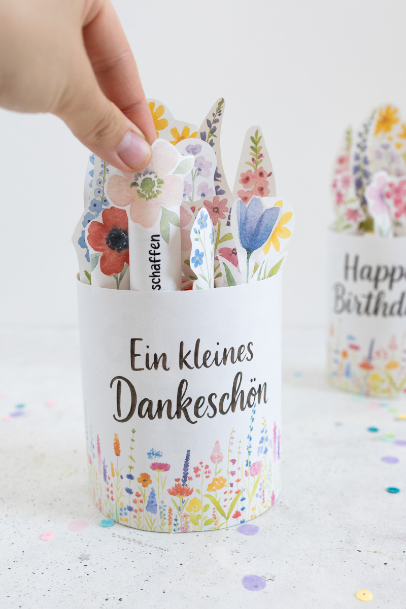 Duplo Banderole für Verpackung / Blumenstrauß mit Vorlage zum Ausdrucken