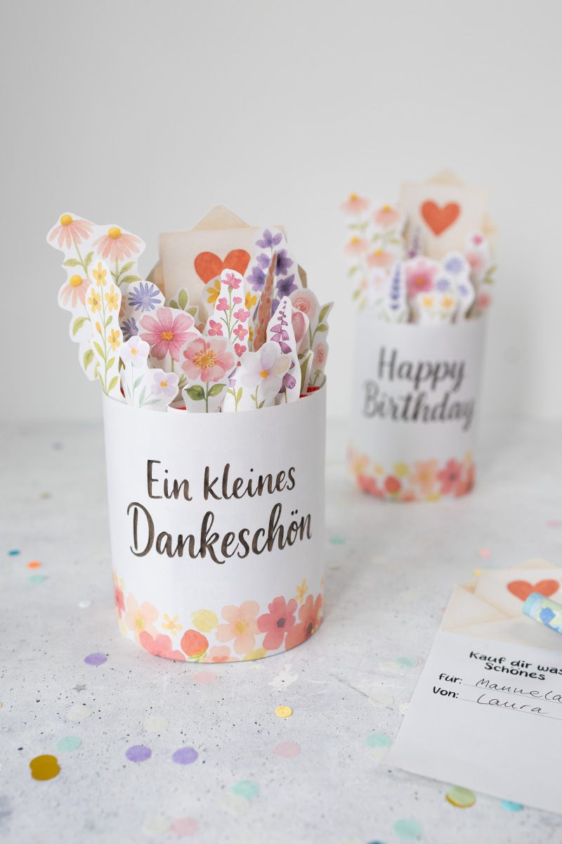Duplo Verpackung mit Vorlage basteln für Gutscheine und Geldgeschenke