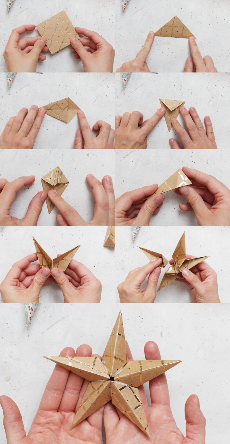 3D Sterne falten aus Papier für Weihnachten