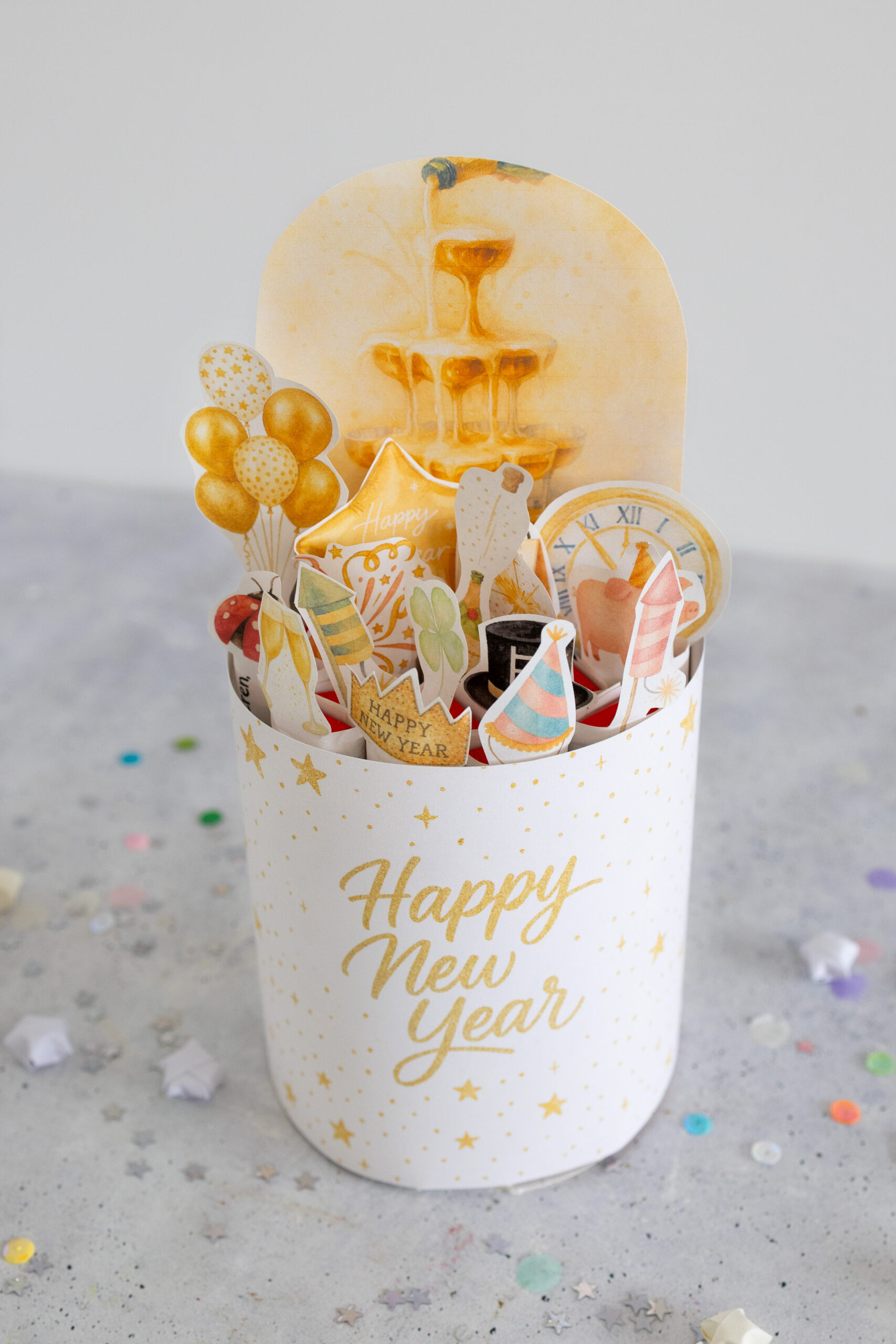 Duplo Banderole für Verpackung für Silvester mit Vorlage zum Ausdrucken