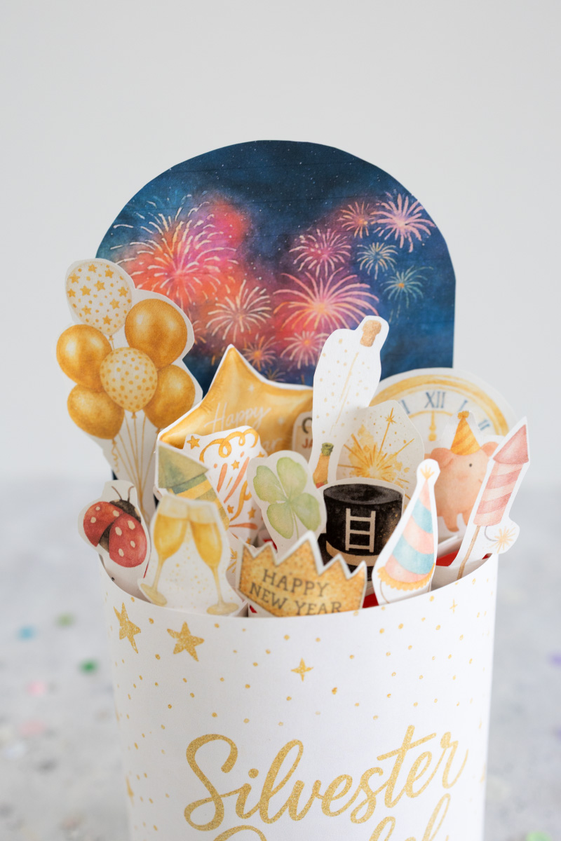 Duplo Banderole für Verpackung für Silvester mit Vorlage zum Ausdrucken