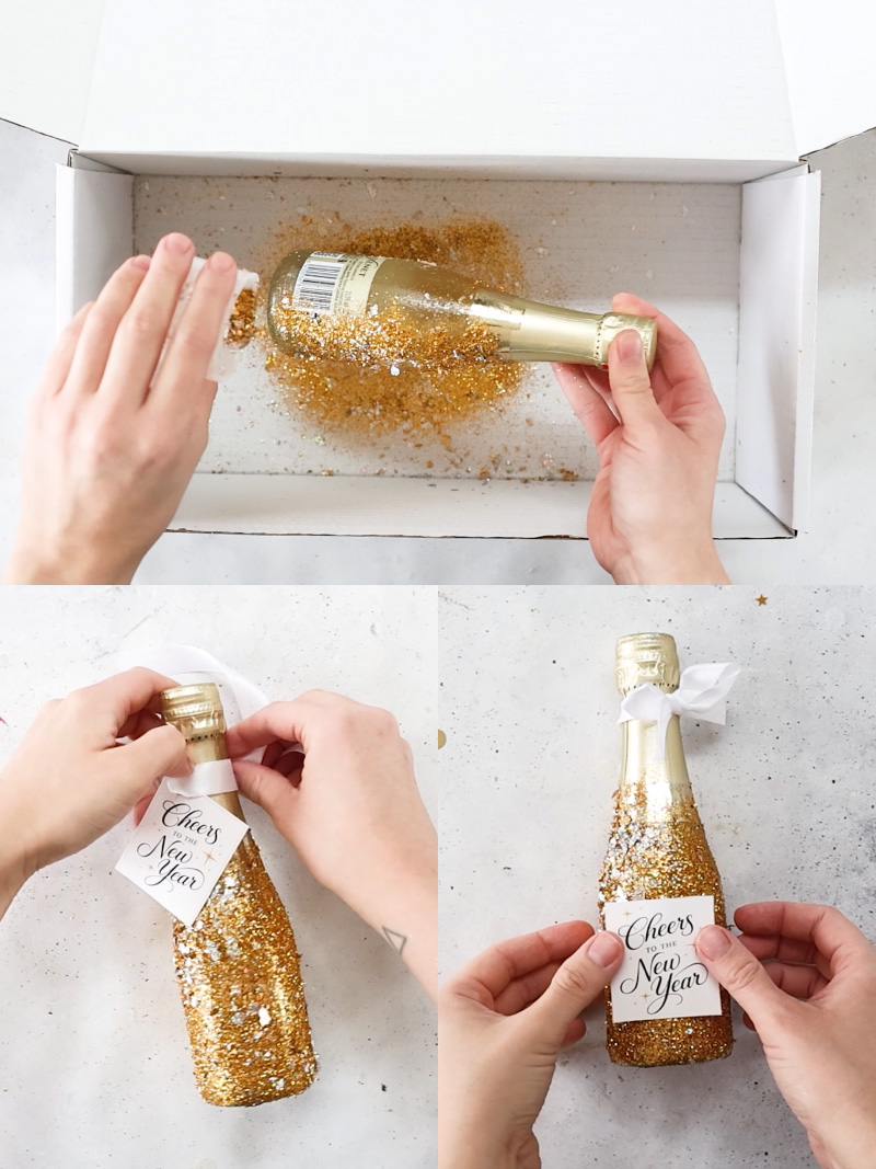 Glitzer-Sektflaschen selber machen