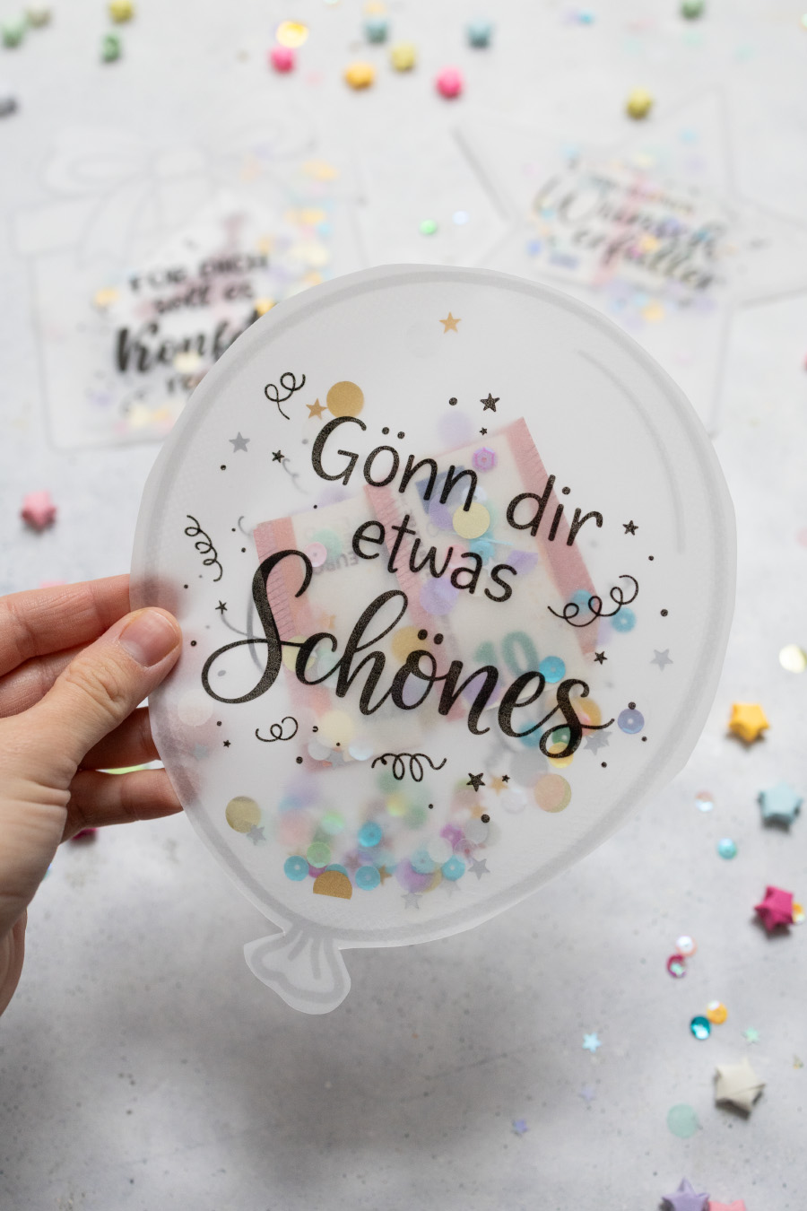 Geburtstags Schüttelkarten für Geld und Gutscheine