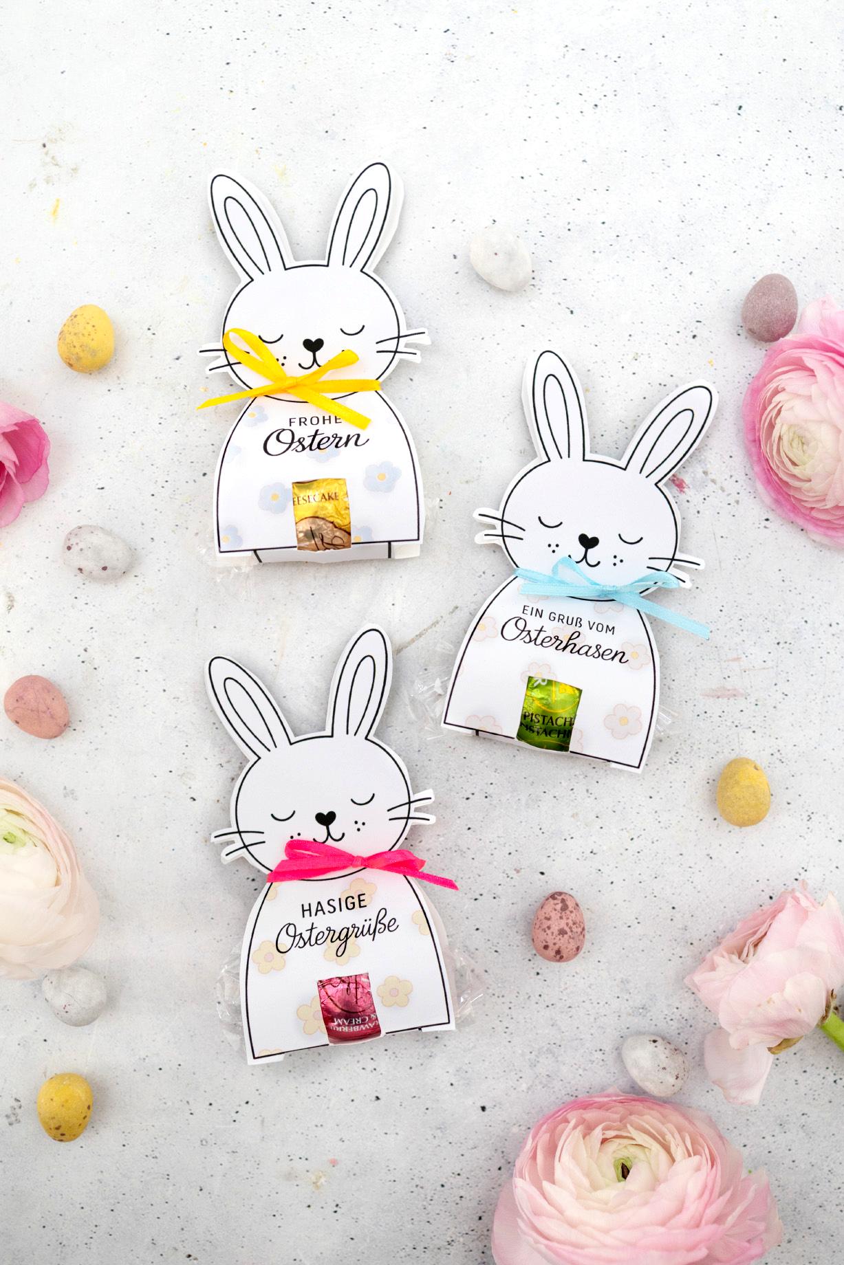 DIY Oster Gastgeschenk: Osterhasen für Pralinen einfach selber basteln