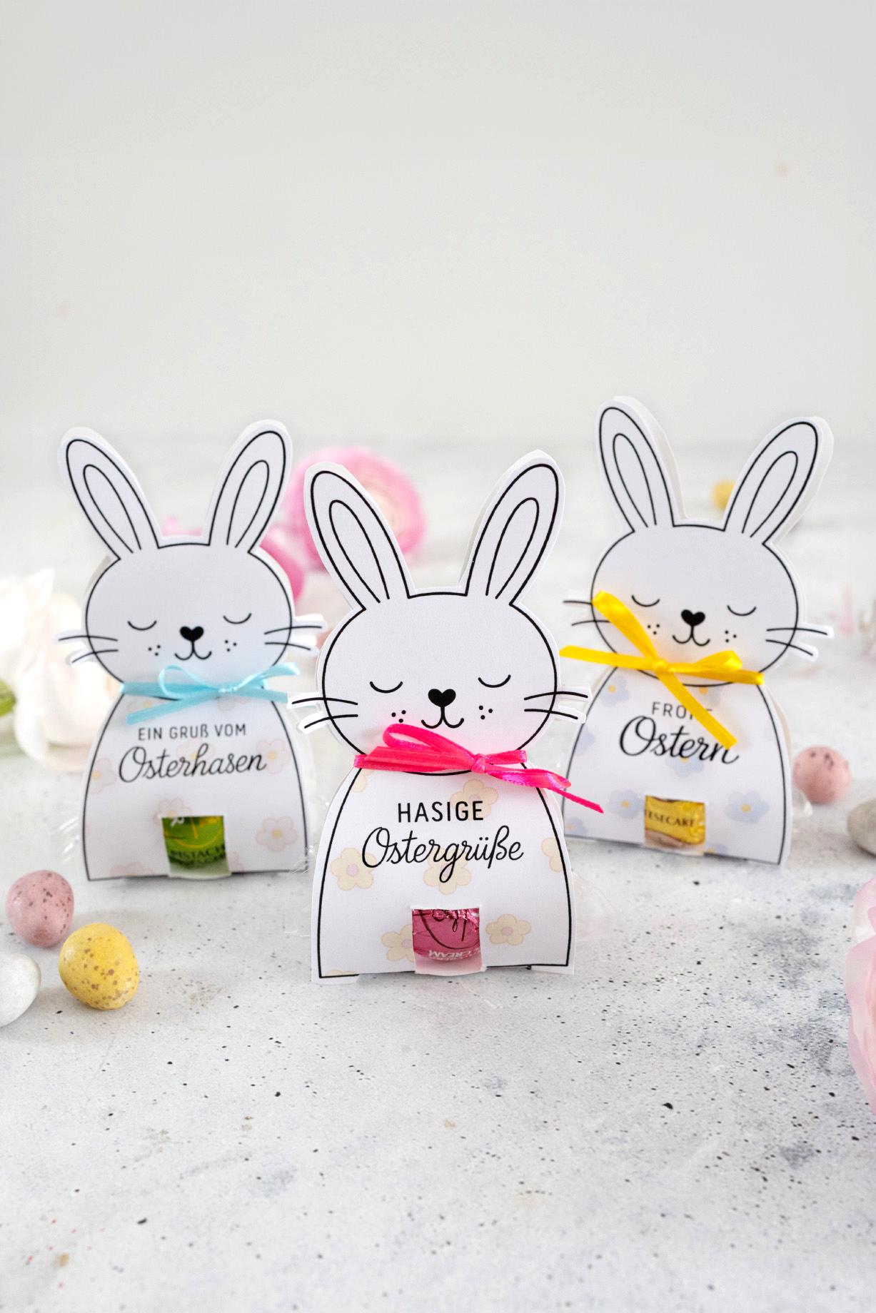 DIY Oster Gastgeschenk: Osterhasen für Pralinen einfach selber basteln