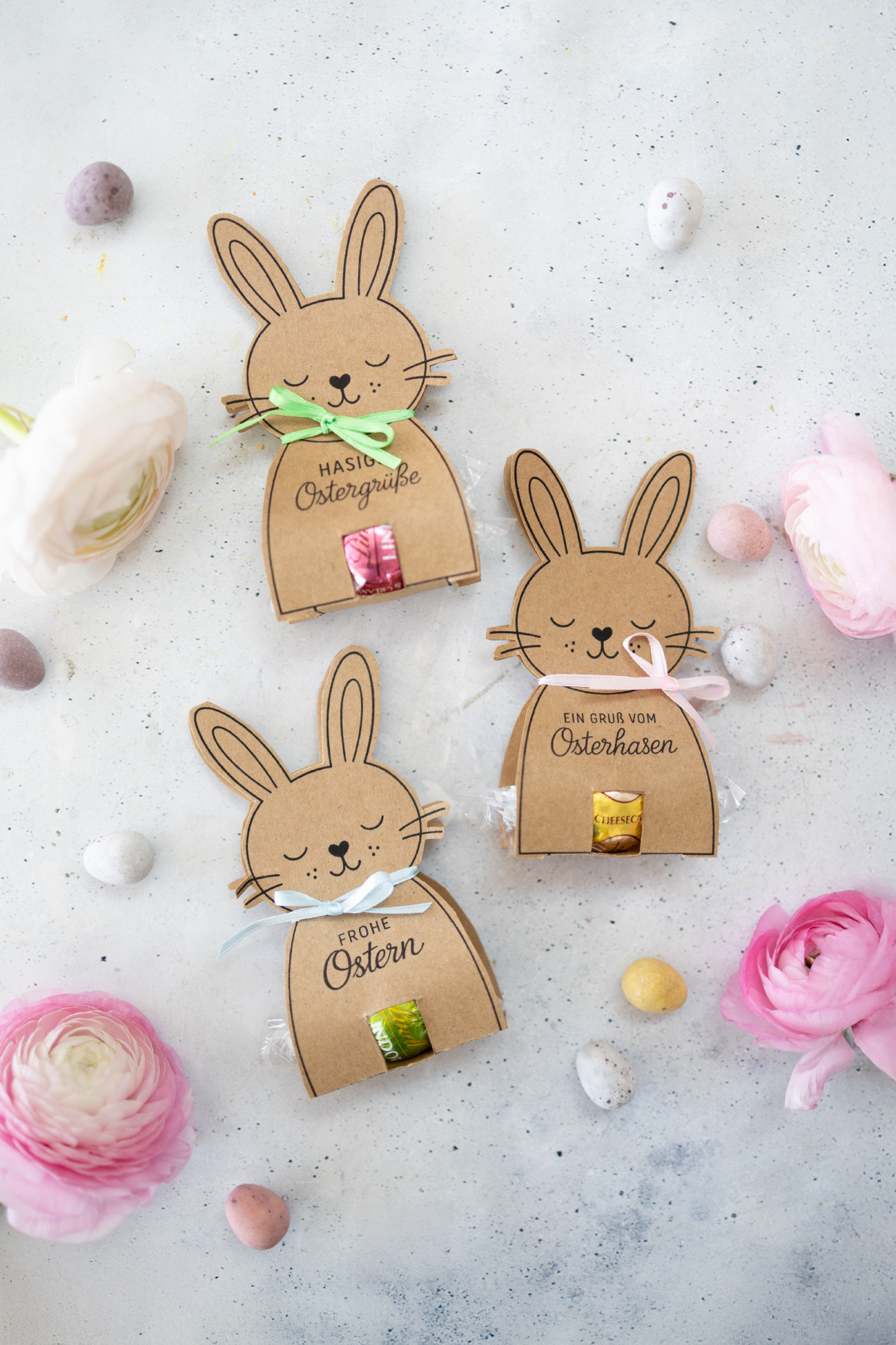 DIY Oster Gastgeschenk: Osterhasen für Pralinen einfach selber basteln