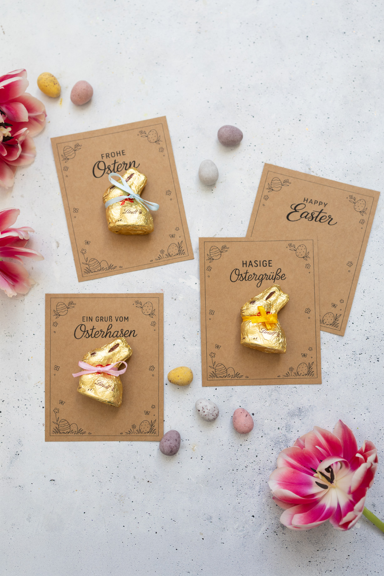 Ostergruß mit Lindt-Schokohase als Ostermitbringsel