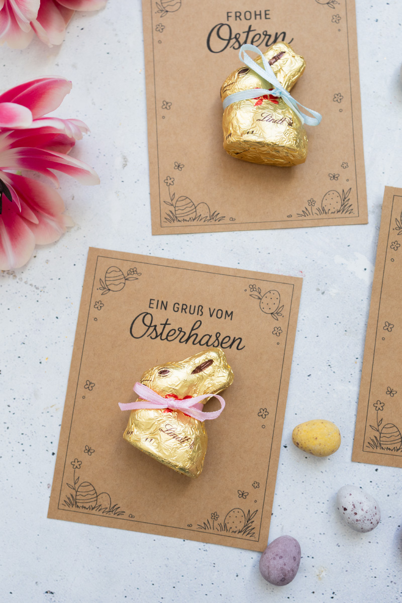 Ostergruß mit Lindt-Schokohase als Ostermitbringsel