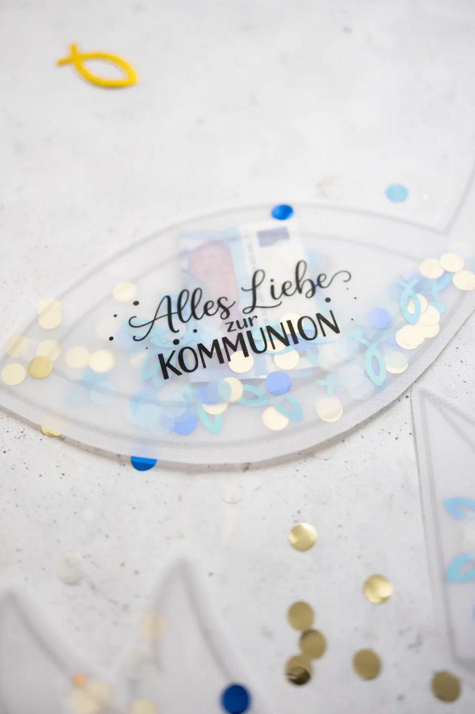 Schüttelkarten für Geld und Gutscheine zur Kommunion, Konfirmation und Taufe