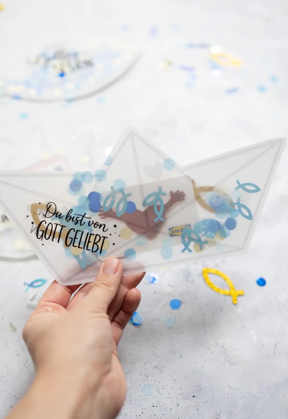 Schüttelkarten für Geld und Gutscheine zur Kommunion, Konfirmation und Taufe