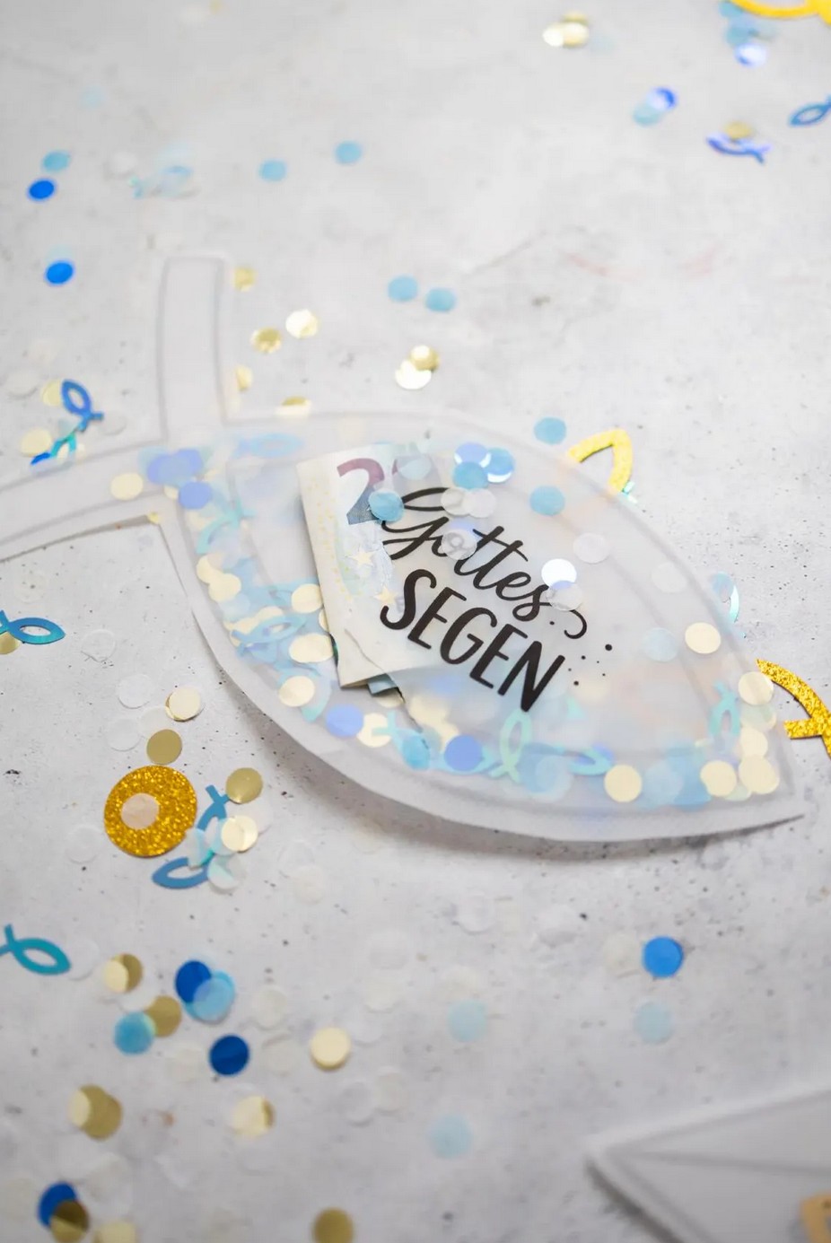 Schüttelkarten für Geld und Gutscheine zur Kommunion, Konfirmation und Taufe