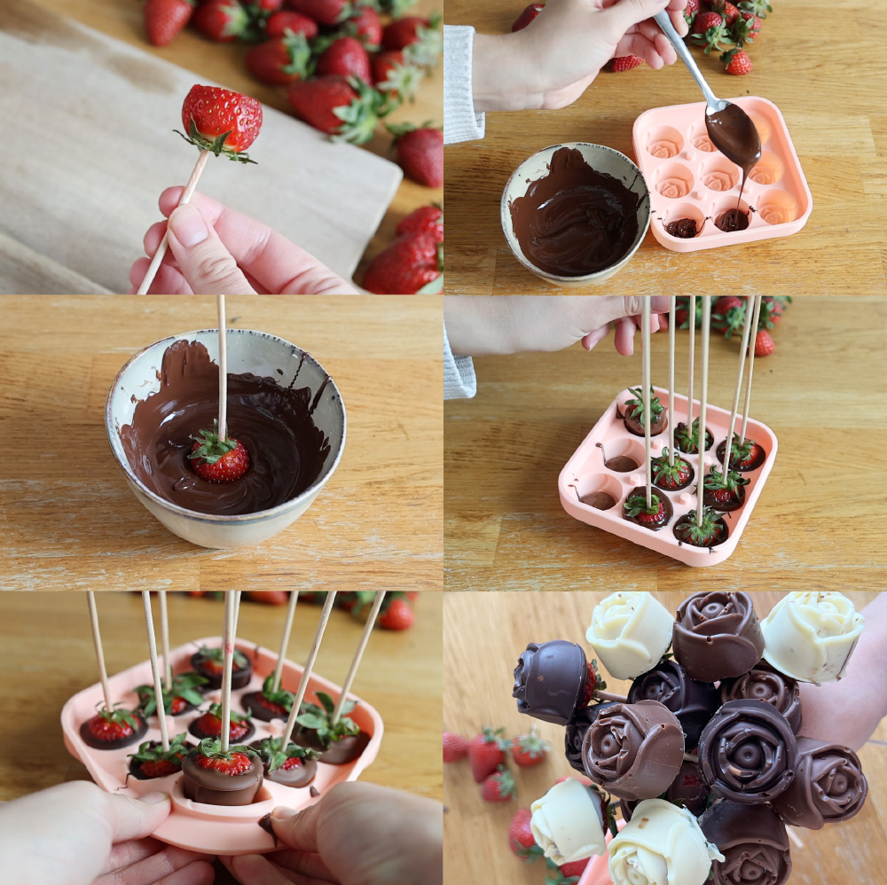 Schoko-Erdbeer-Rosen selber machen – DIY Geschenkidee