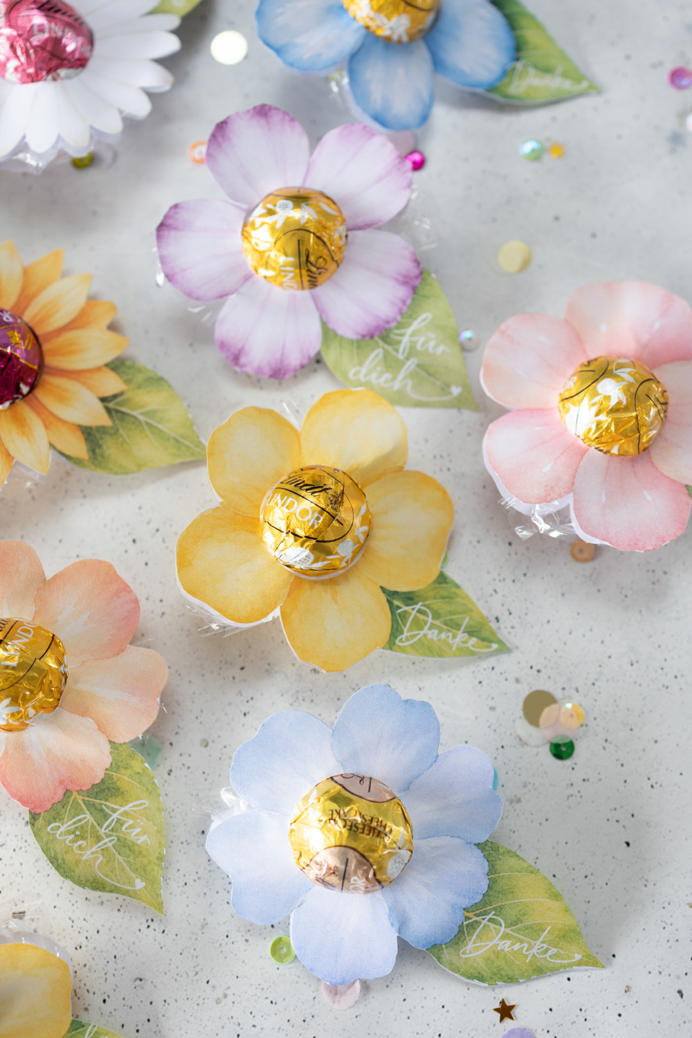 Blumen-Pralinen als DIY Geschenk