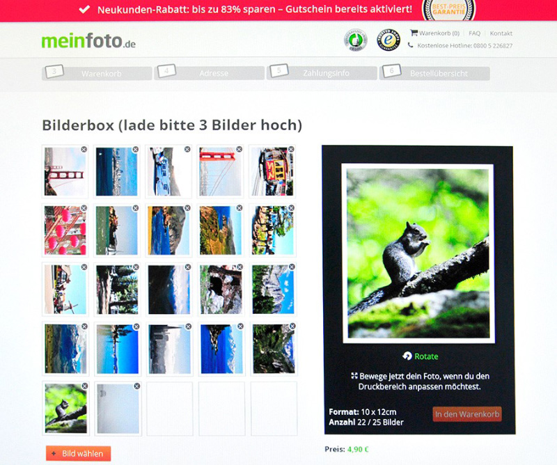DIY Kalender mit Fotos aus der Bilderbox Bestellübersicht