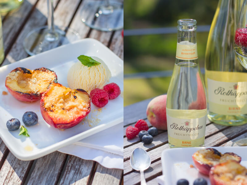 Lasst uns den Sommer feiern! Gegrillter Pfirsich mit Rotkäppchen Fruchtsecco