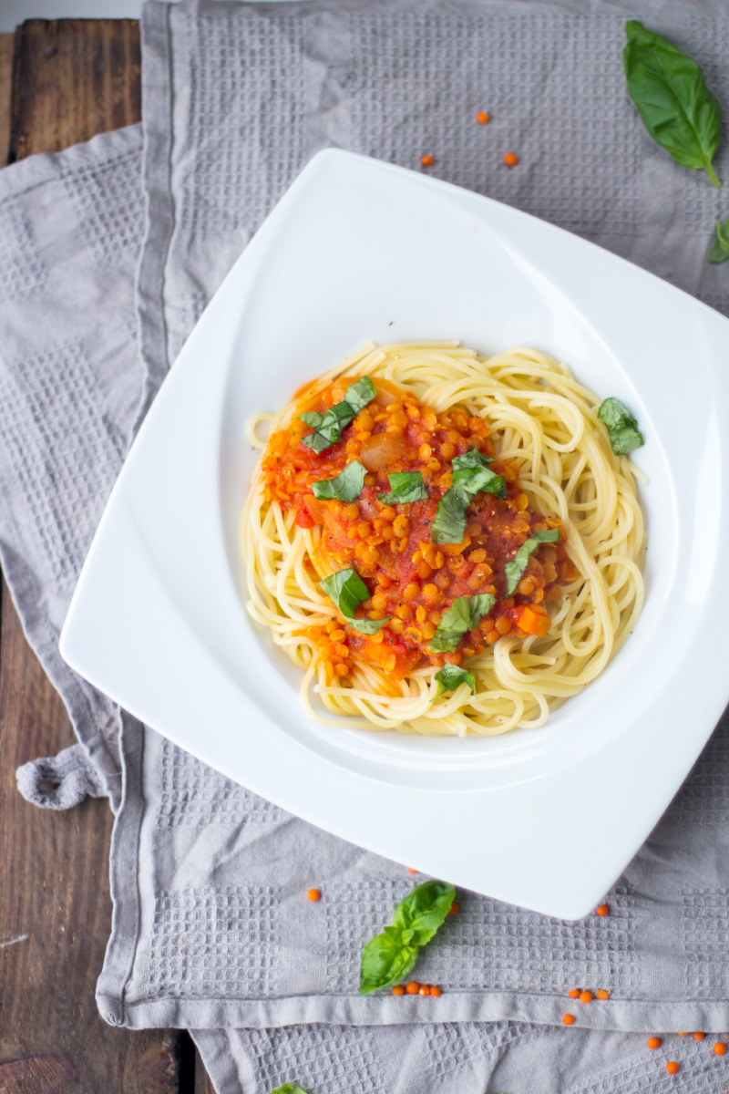 Vegane Spaghetti Linsen-Bolognese