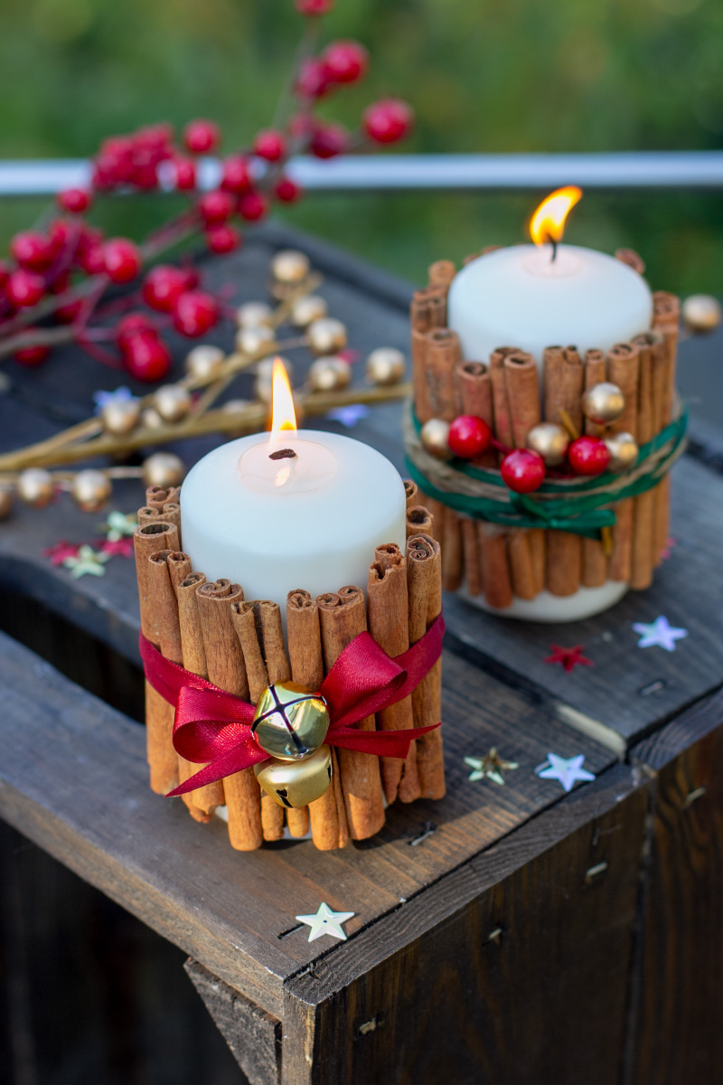Weihnachtliche Zimtstangen-Kerzen