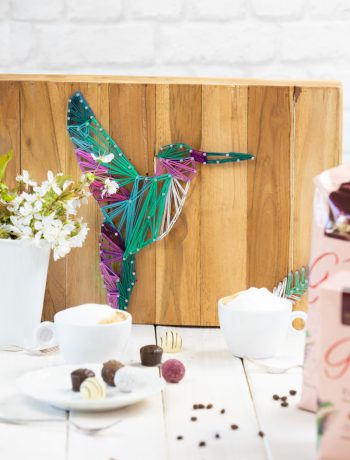 Kolibri String-Art / Fadenbild für den Kaffeetisch mit Gala von Eduscho Kreation des Jahres