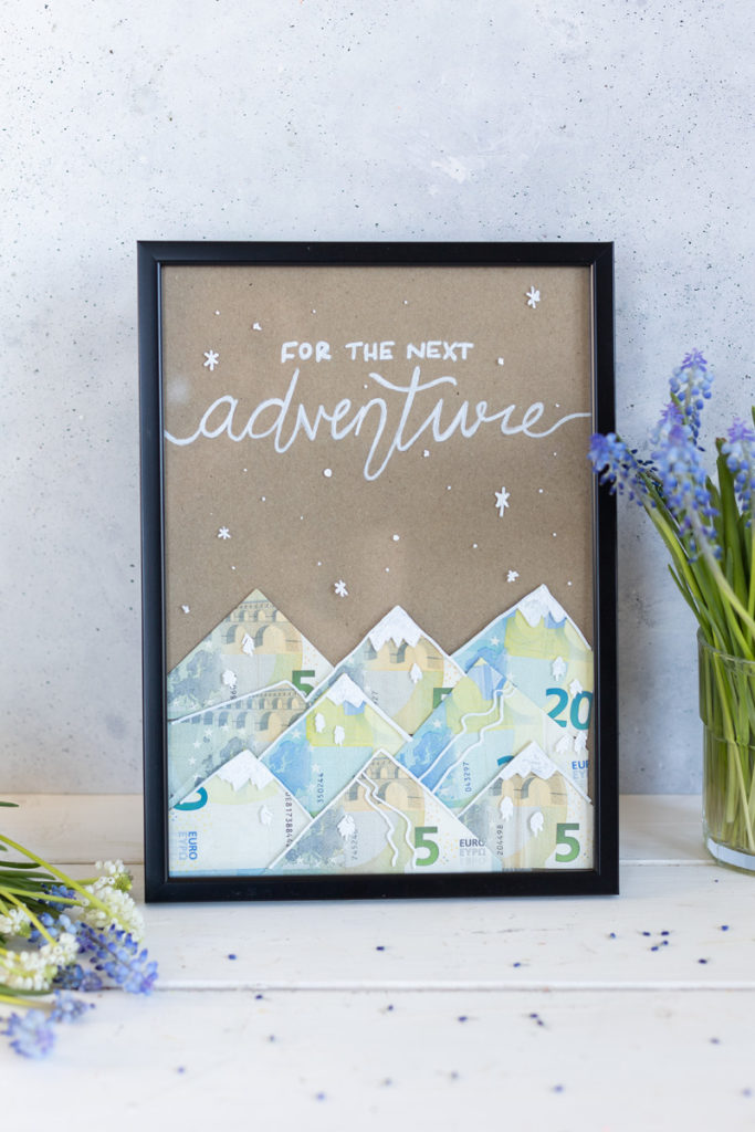 Geldgeschenk Verpackung Berge aus Geld falten (for the next adventure)