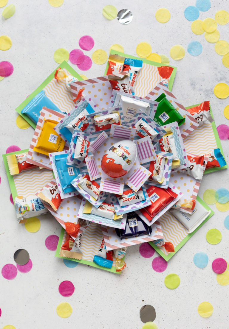 XXL Explosionsbox basteln mit Vorlage zum Ausdrucken - TRYTRYTRY