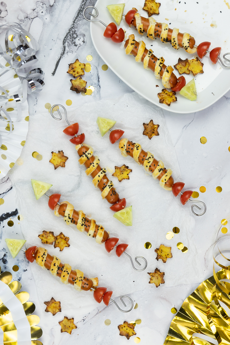 Fingerfood Spieße mit Würstchen