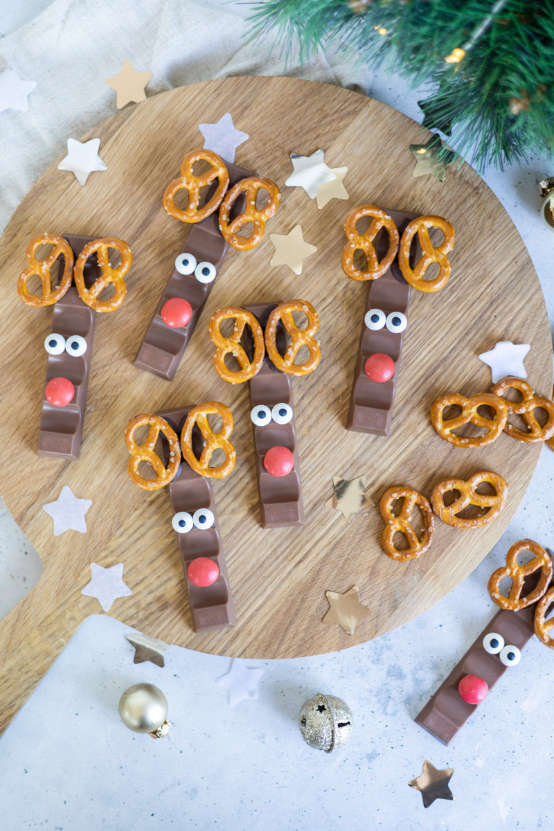 Rudolph Kinderriegel - Basteln mit Süßigkeiten für Weihnachten