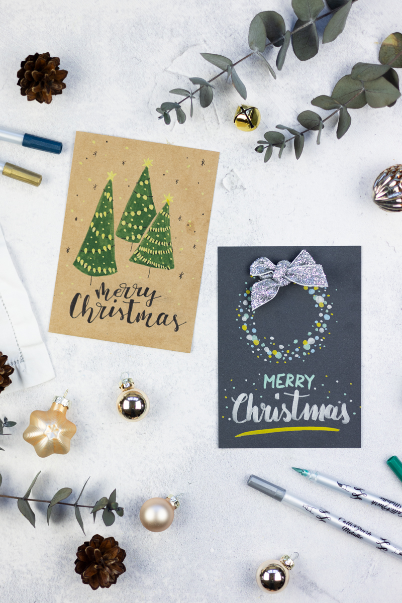 Kreative Weihnachtskarte selbst erstellen - 2 einfache Ideen zum Nachmachen
