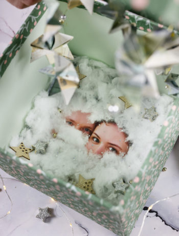 Geldgeschenk für Weihnachten in der Box selber basteln mit Leinwand-Foto
