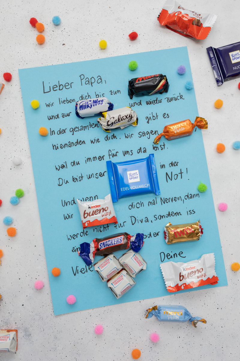 Süßigkeiten Text für Papa basteln