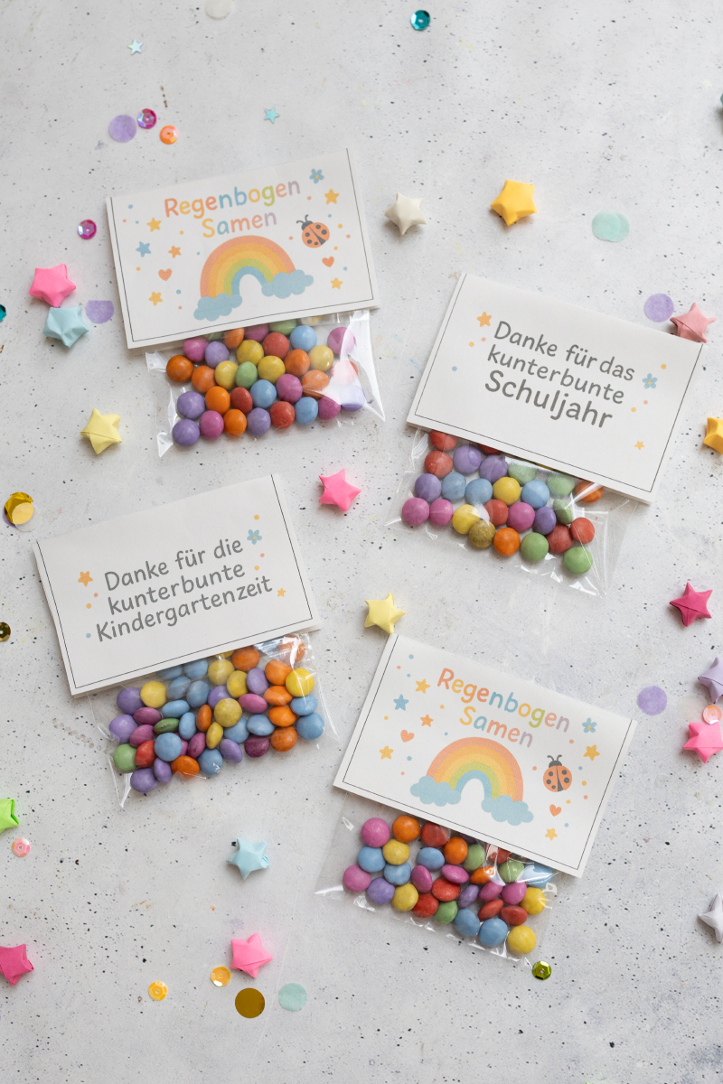 Regenbogen-Samen als Abschiedsgeschenk für Kita und Schuljahr